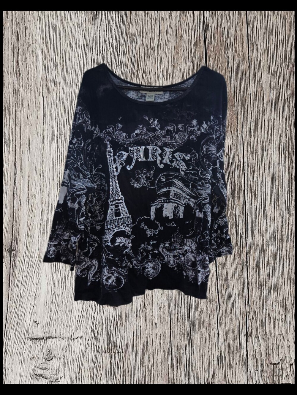 Paris Motif Black Women's Tunic Top